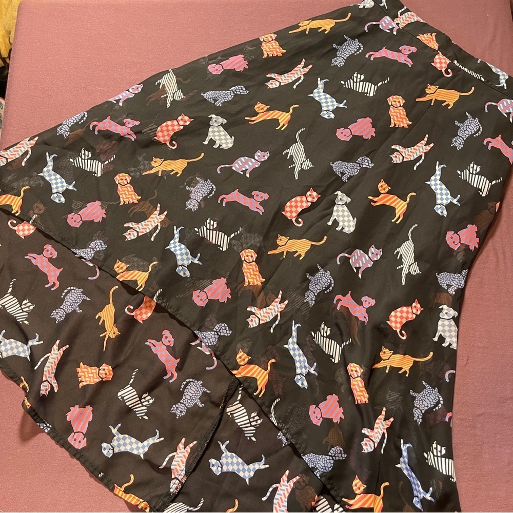 D-Signed by Disney black sheer, high-low skirt cat/dog print - Youth Size Large